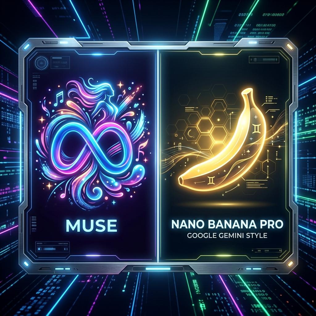 Meta Muse vs Nano Banana Pro split screen artwork